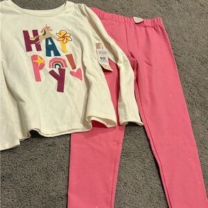 Pink Glitter Leggings with long sleeve shirt